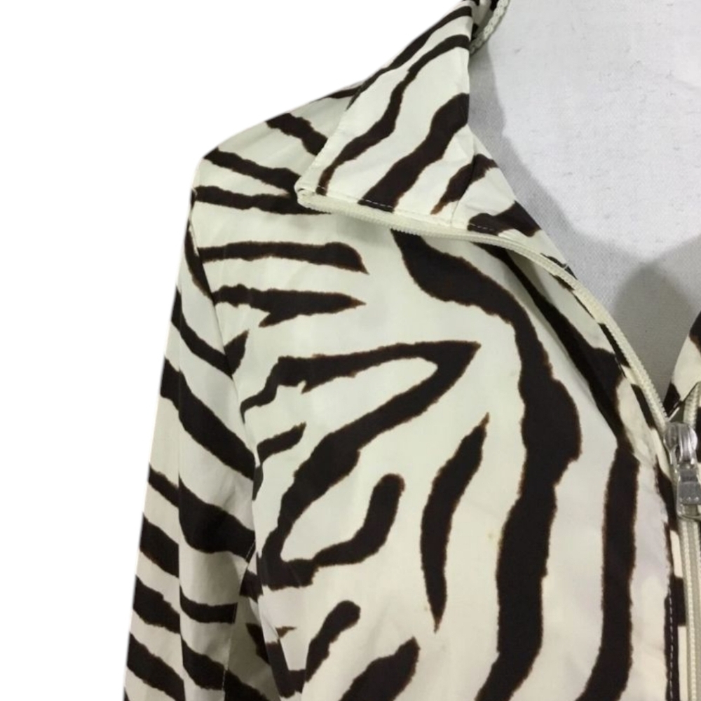 New Ralph Lauren Zip Up Windbreaker Jacket Brown Zebra Animal Print NWT Sz XL - Picture 2 of 14